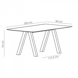 Trestle square outdoor design table by Viccarbe - small size data-sheet| Aiure