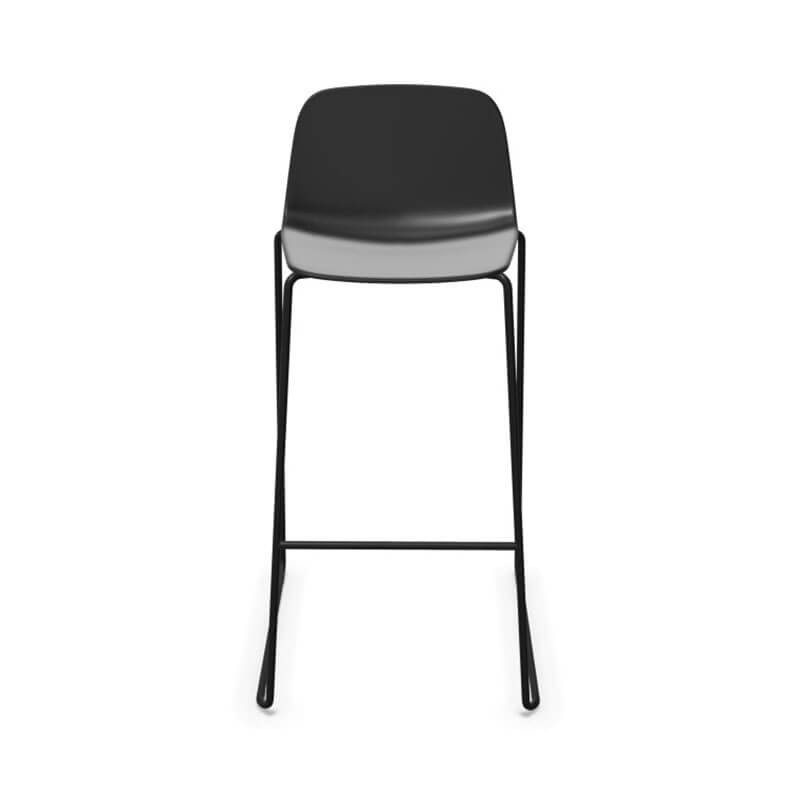 Maarten outdoor stool with skid base by Viccarbe, black colour and black base | Aiure