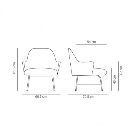 Aleta design armchair with armrests by Viccarbe ficha técnica| Aiure