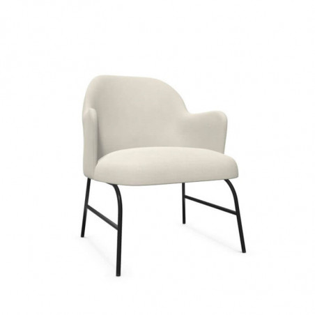 Aleta design armchair with armrests by Viccarbe cream colour and black base| Aiure