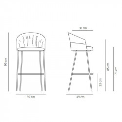 Soft upholstered bar stool by Viccarbe data-sheet | Aiure