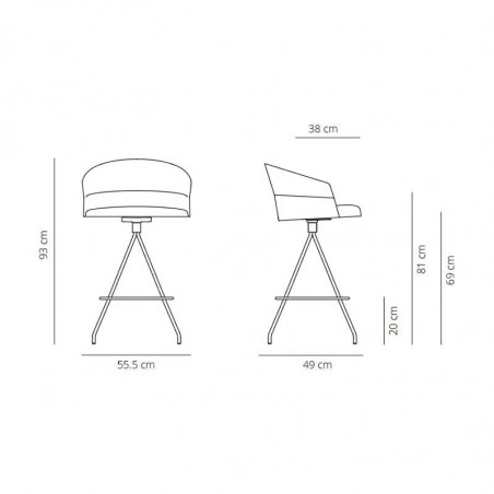 Design stool Copa counter by Viccarbe data-sheet | Aiure