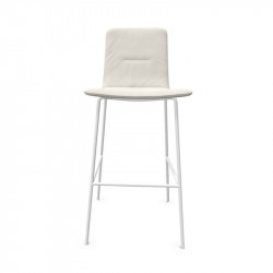 Klip upholstered design stool by Viccarbe, cream colour, white base | Aiure