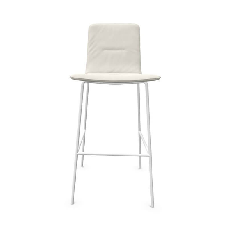 Klip upholstered design stool by Viccarbe, cream colour, white base | Aiure