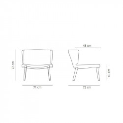 Designer armchair with wooden legs Wrapp by Viccarbe data-sheet| Aiure