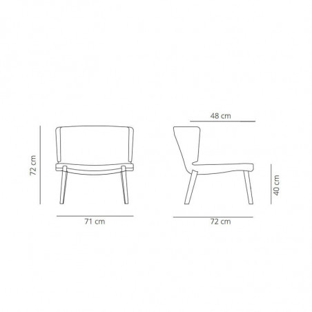 Designer armchair with wooden legs Wrapp by Viccarbe data-sheet| Aiure