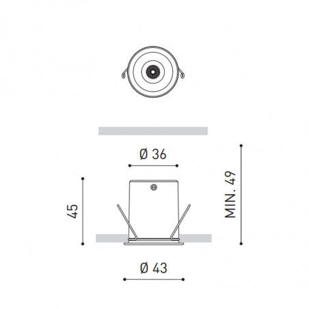 Dimensions of the Shot Light downlight by Arkoslight | Aiure