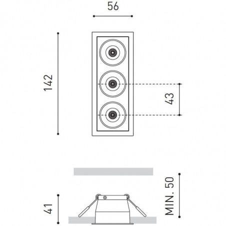 Dimensions of the downlight Black Foster Recessed 3 by Arkoslight | Aiure