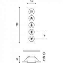 Dimensions of the downlight Black Foster Recessed 5 by Arkoslight | Aiure