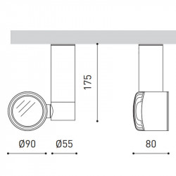 Dimensions of the LED Zen Tube Surface indoor spotlight Arkoslight | Aiure