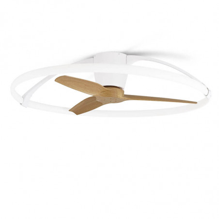 Ceiling fan with light in white and wood by Mantra | Aiure