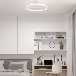 White ceiling fan with light Nepal Mini by Mantra in a bedroom| Aiure
