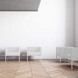 Design armchair Brix by Viccarbe - White on a white base in a hall| Aiure