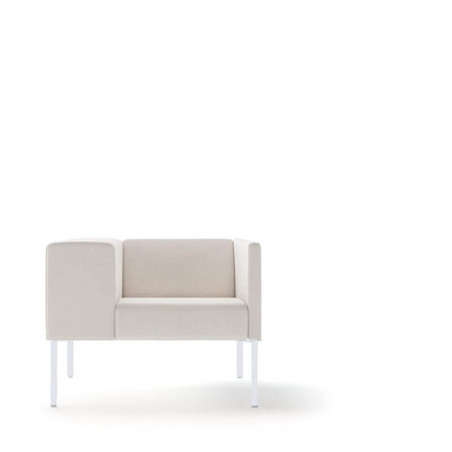 Design armchair Brix with wide armrest - White with white base | Aiure