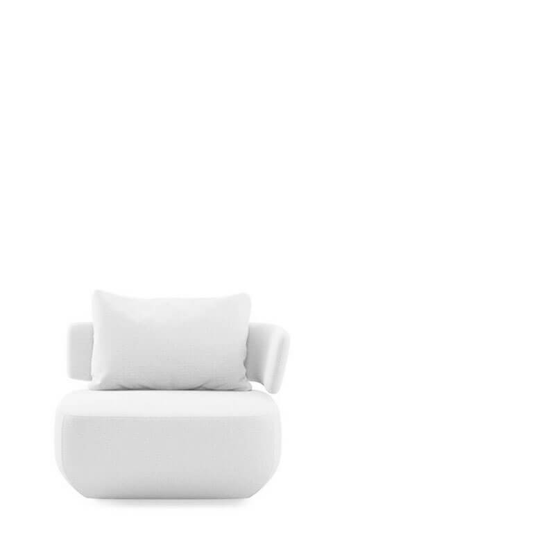 White design armchair Levitt with the arm to the right by Viccarbe |Aiure