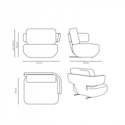 White design armchair Levitt by Viccarbe data-sheet - fireproof |Aiure