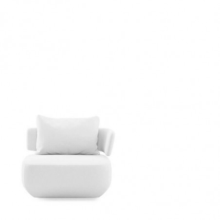 White design armchair Levitt with the arm to the right by Viccarbe - fireproof|Aiure