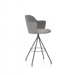 Swivel design stool with armrests Aleta by Viccarbe in grey colour| Aiure