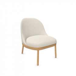 Aleta wooden base armchair by Viccarbe, cream colour and matt oak base| Aiure