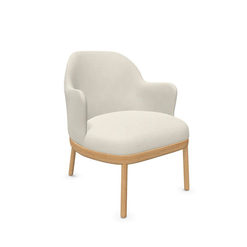 Aleta wooden design armchair with armrests by Viccarbe, cream colour and matt oak base| Aiure