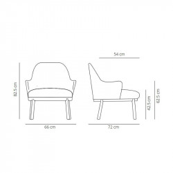 Aleta wooden design armchair with armrests by Viccarbe data-sheet| Aiure