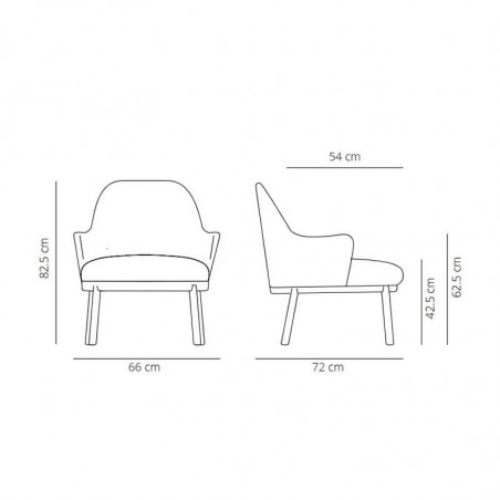 Aleta wooden design armchair with armrests by Viccarbe data-sheet| Aiure