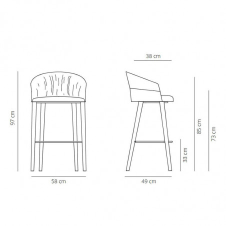 Soft stool Copa bar by Viccarbe data-sheet| Aiure