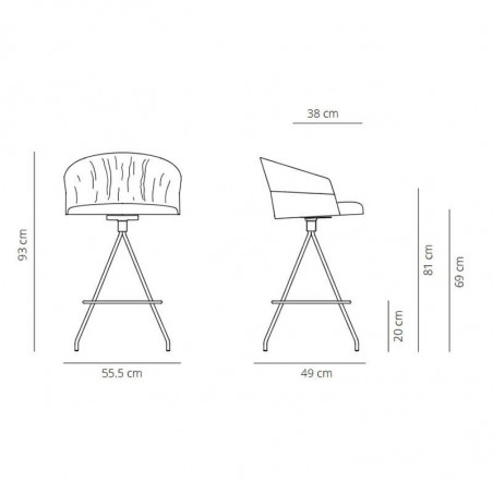Designer soft Copa bar stool by Viccarbe data-sheet| Aiure