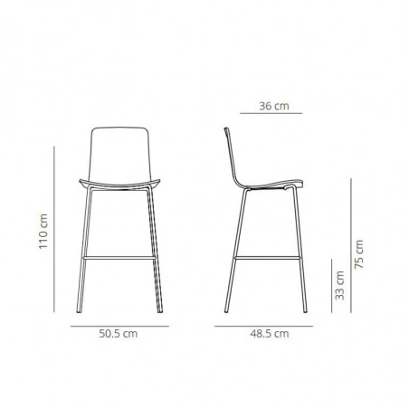 Klip polished design stool by Viccarbe data-sheet | Aiure