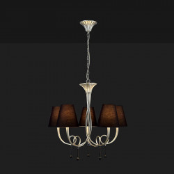 Paola designer pendant lamp by Mantra, silver finish, five lights, ambient photo| Aiure