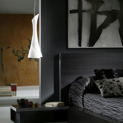 Zack white designer pendant lamp by Mantra in a bedroom| Aiure
