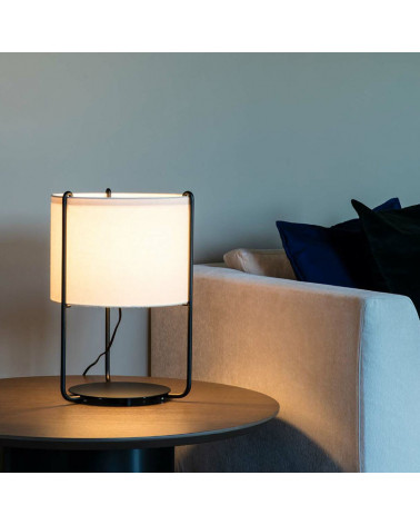 Drum table lamp in a hallway | Aiure