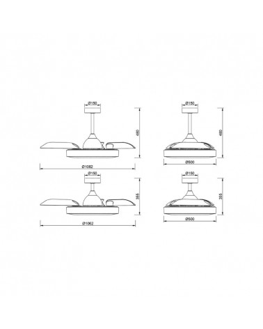 Coin LED ceiling fan with retractable blades data sheet | Aiure