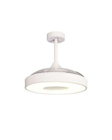 Coin LED ceiling fan with retractable blades off with light on | Aiure