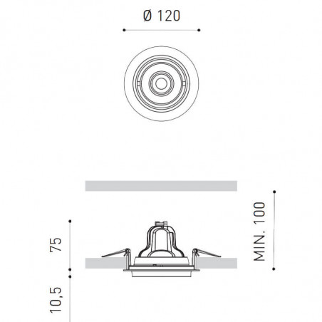 Twist Round 10.5W recessed measurements by Arkoslight | Aiure