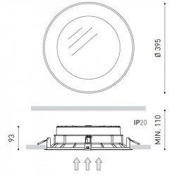Picture of the measurements of the Downlight Drop Maxi | AiureDeco