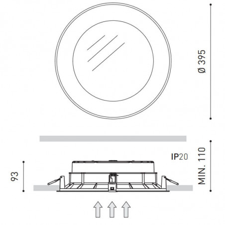 Picture of the measurements of the Downlight Drop Maxi | AiureDeco