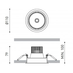 Dimensions of the Arkoslight Wellit M LED recessed spotlight | Aiure