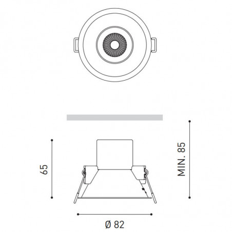 Dimensions of the Arkoslight Shot Light M LED Downlight | Aiure