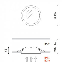 Dimensions of the LED downlight Fox Mini by Arkoslight | Aiure