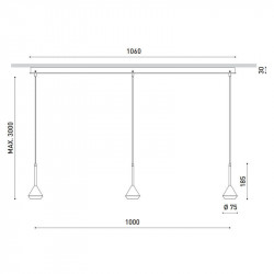 Dimensions of the pendant lamp Spin 3 Surface 3 metres by Arkoslight | Aiure