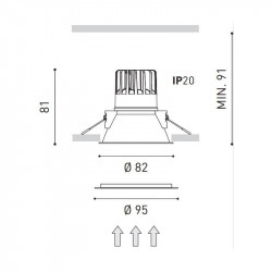 Measurements of the Arkoslight Swap M 7W with IP54 Downlight | Aiure