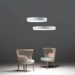 2 pendant ceiling lights over two chairs Drum Suspension by Arkoslight | Aiure