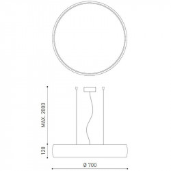 Dimensions of the pendant ceiling light Drum 70 Suspension by Arkoslight | Aiure