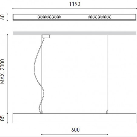 Dimensions of the Black Foster Suspension pendant light by Arkoslight | Aiure