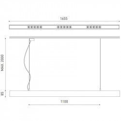 Dimensions of the Black Foster Suspension 1600 pendant light by Arkoslight | Aiure