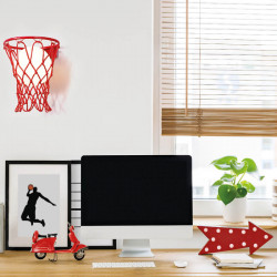 Red wall sconce in the shape of a basketball hoop over a desk from the Basketball collection by Mantra | Aiure