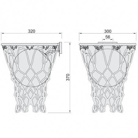 Dimensions of the wall sconce in the shape of a basketball hoop from the Basketball collection by Mantra | Aiure