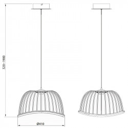 Dimensions of the small pendant light Celeste by Mantra | Aiure