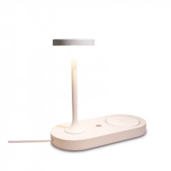White table lamp Ceres with phone charger by Mantra | Aiure